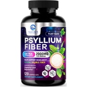 Psyllium Husk Powder 2000mg Per Serving - Soluble Fiber Supplement for Daily Digestive Health & Regularity Support, Natural Psyllium Powder Caps, Vegan Prebiotic, Non-GMO & Gluten-Free - 120 Capsules