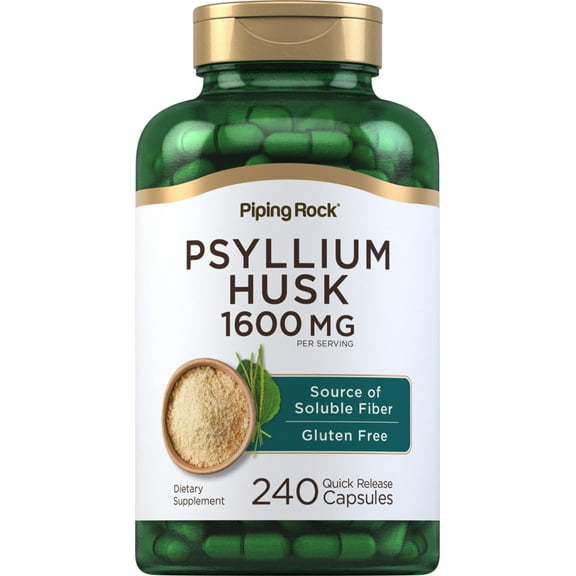 Psyllium Husks 1600mg | 240 Capsules | Source of Soluble Fiber for Men and Women | by Piping Rock