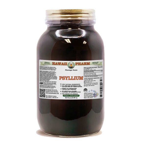 Psyllium (Plantago Ovata) Dry Seed ALCOHOL-FREE Liquid Extract. Expertly Extracted by Trusted HawaiiPharm Brand. Absolutely Natural. Proudly made in USA. Glycerite 32 Fl.Oz