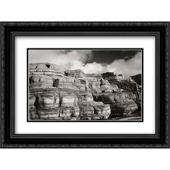 Pt. Lobos Rocks I 2x Matted 24x18 Black Ornate Framed Art Print by Geyman, Vitaly