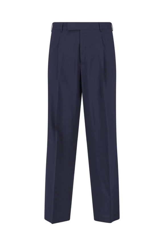Blue Mid-Rise Straight-Leg Virgin Wool Trousers (Men's)