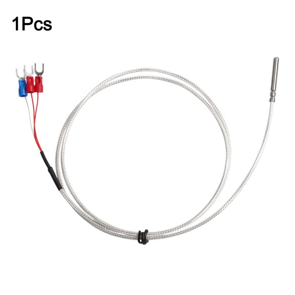 Pt100 Temperature Sensor Probe Stainless Steel 304 Waterproof Design Three Wire Thermistor -50°C to 450°C Range A Grade Accuracy for Industrial Temperature Measurement Applications, Silver(1meter)