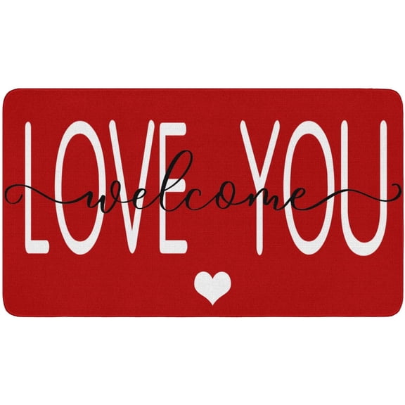 PtRug Valentines Day Door Mat Love Truck Decorative Pink Heart Kitchen Mat Love You Welcome Doormats Sweet Cat Valentines Outdoor Door Mat Hugs & Kisses Floor Mats XOXO Decor 30" X 17"