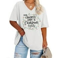 thumbnail image 1 of Ptaesos Christmas Women's Plus Size V Neck T Shirts Summer Half Sleeve Oversized Tees Casual Loose Fit Tunic Tops, 1 of 2