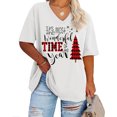 thumbnail image 1 of Ptaesos Christmas Women's Plus Size V Neck T Shirts Summer Half Sleeve Oversized Tees Casual Loose Fit Tunic Tops, 1 of 2
