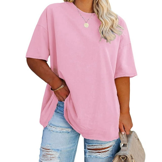 Ptaesos Women's Plus Size T Shirts Oversized Tees Summer Short Sleeve ...