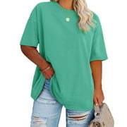 Ptaesos Women's Plus Size T Shirts Oversized Tees Summer Short Sleeve Crew Neck Loose Tunic Tops