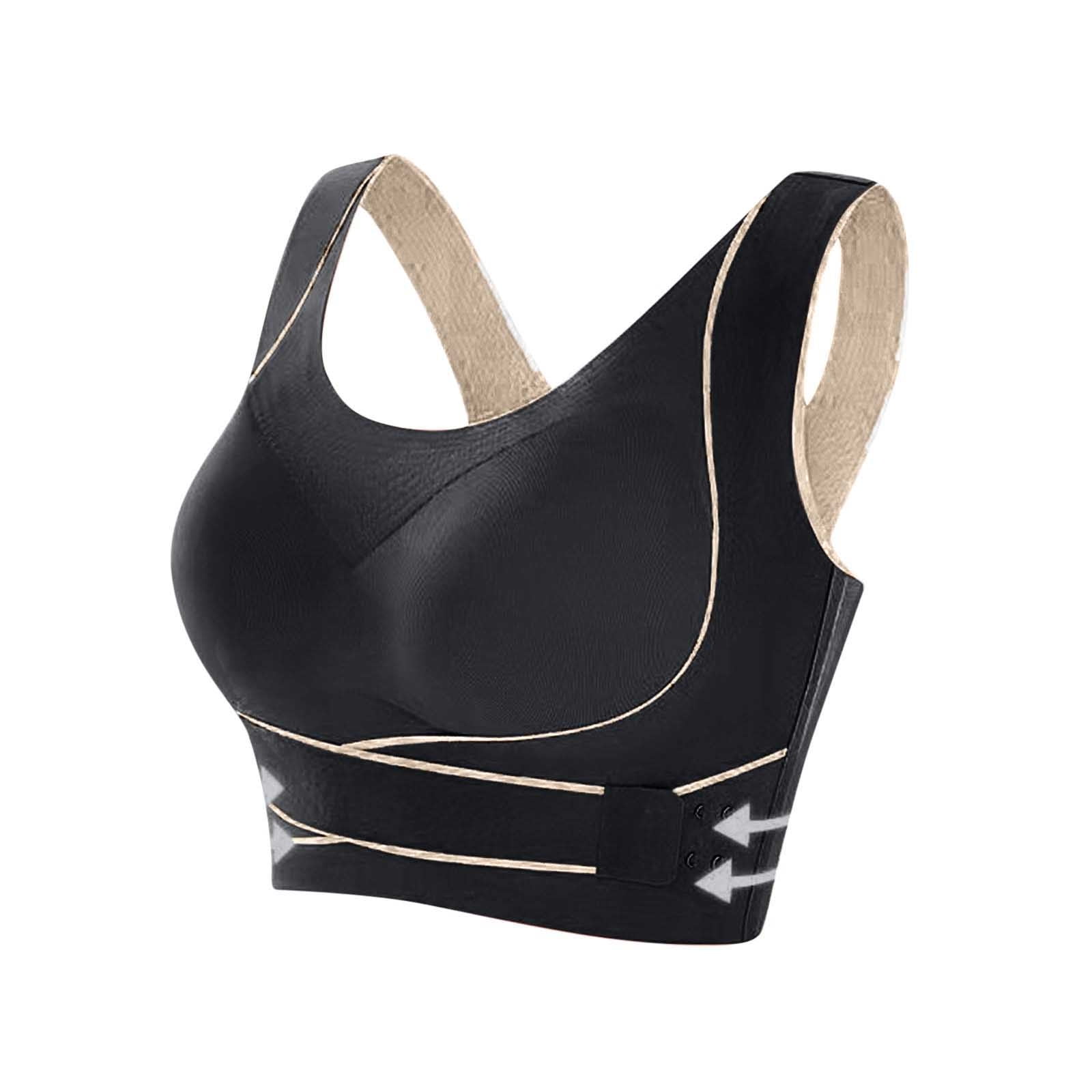 Ptauao High Impact Sports Bra for Women, Seamless Wireless Side Buckle Push Up Bras for Running Yoga Gym