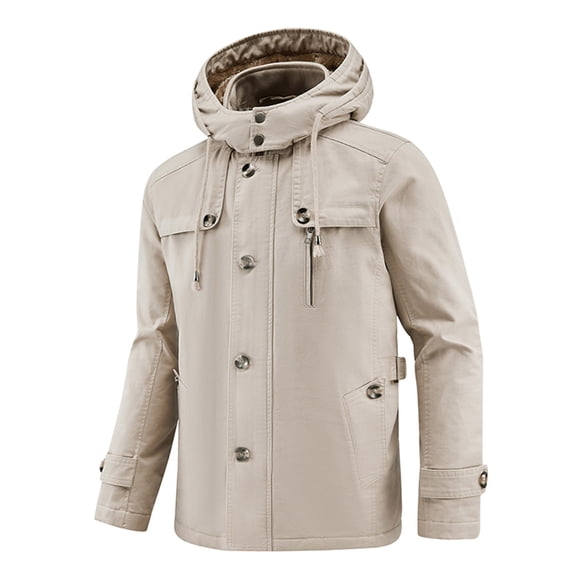 Ptauao Men's Fleece Lined Winter Coat Outdoor Heavyweight Cargo Parka Jacket Thicken Warm Overcoat with Removable Hood