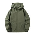 Ptauao Men's Hooded Waterproof Jacket Outdoor Zip Up Drawstring Relaxed
