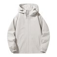 Ptauao Men's Hooded Waterproof Jacket Outdoor Zip Up Drawstring Relaxed