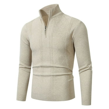 Ptauao Men's Quarter Zip Sweaters Slim Fit Lightweight Knitted Mock Neck Pullover Casual Argyle Ribbed Sweatshirt