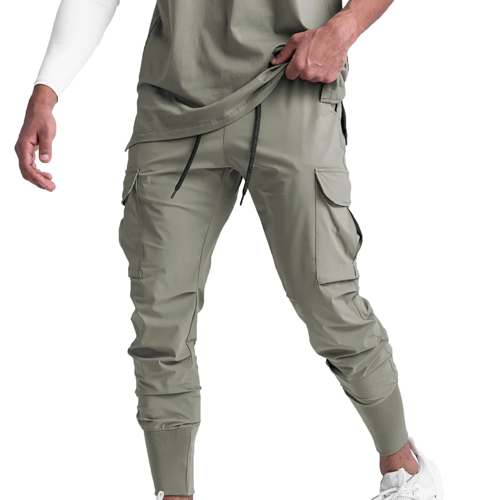 Ptauao Mens Cargo Joggers Waterproof Workwear Stretch Drawstring