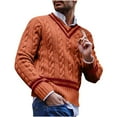 thumbnail image 1 of Ptauao Mens V Neck Sweater Cable Knit Long Sleeve Casual Ribbed Twisted Pullover Sweaters Chunky Relaxed Fit Fashion Thermal Tennis Sweaters, 1 of 5