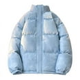 thumbnail image 1 of Ptauao Mens Winter Padded Jackets Full Zipper Windproof Jacket Faux Leather Pu Coat, 1 of 2