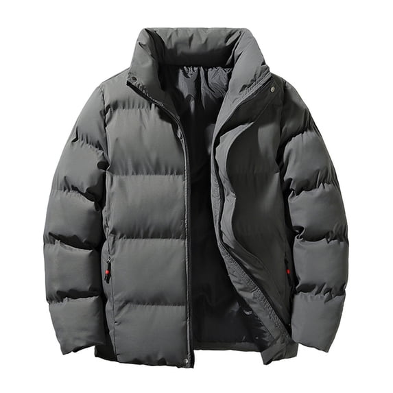 Ptauao Winter Padded Jackets for Men Full Zipper Windproof Warm Jacket Coat