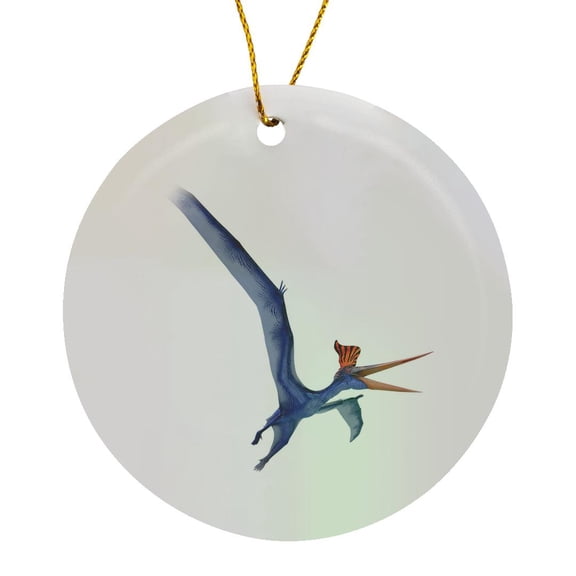 3drose, Pteranodon Flying Dinosaur Flying Left and Seen from Below, Circle Porcelain Ornament