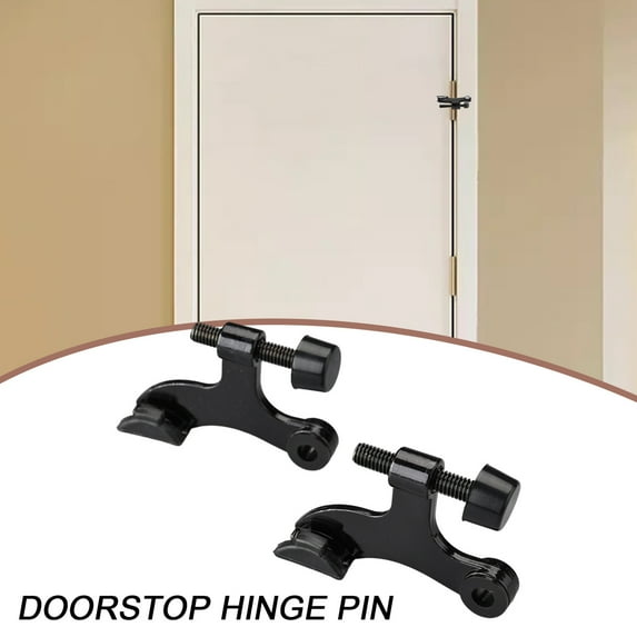 Ptetnvg 2Pcs Door Stopper Satin Nickel Adjustable Easy-installation with White Rubber Bumper Tips Durable Hinge Pin Door Stop
