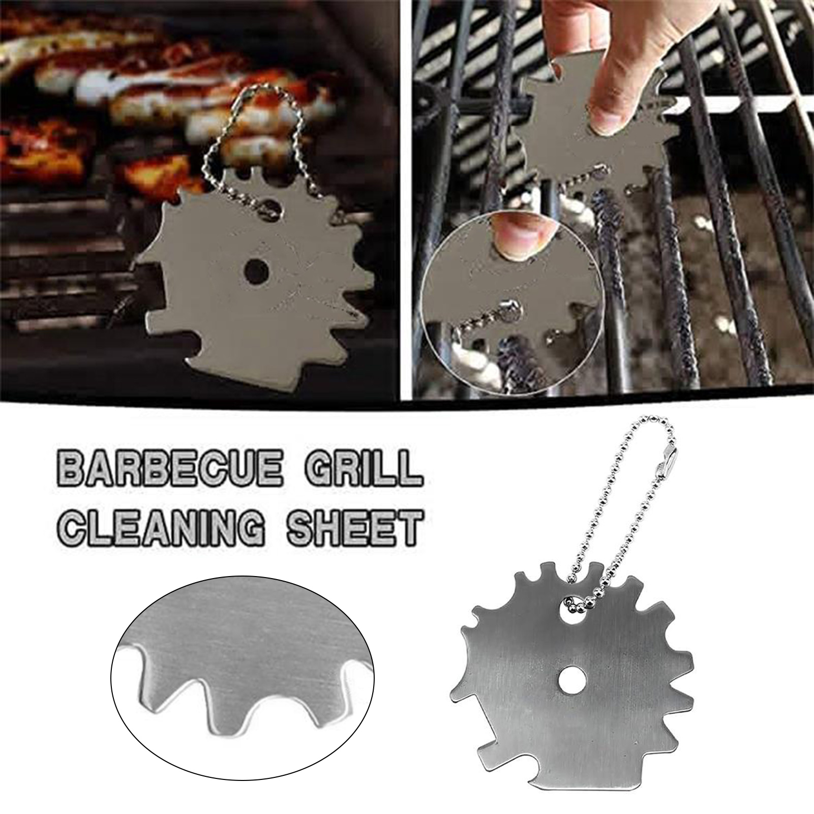 Ptetnvg BBQ Scraper Multiple Grooves Design Grill Scraper Convenient Barbecue Grill Gap Cleaning