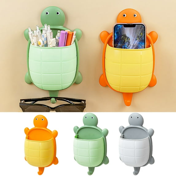 Ptetnvg Storage Box Turtle Shape Wall Mounted Cosmetics Organizer Drainage Design Sundries Storage Rack for Home Bathroom