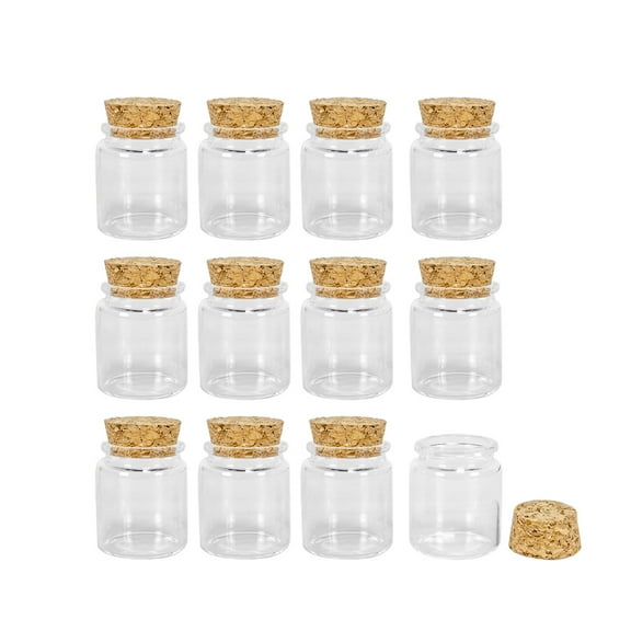 Pthcrsdyn 25ml Empty Bottle Glass with Cork Stopper Clear Bottle with Lid 6pcs