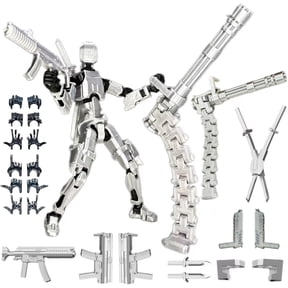 Pthjswj T13 Action Figure, Already Assembled, Movable Multi-Joints, Silver