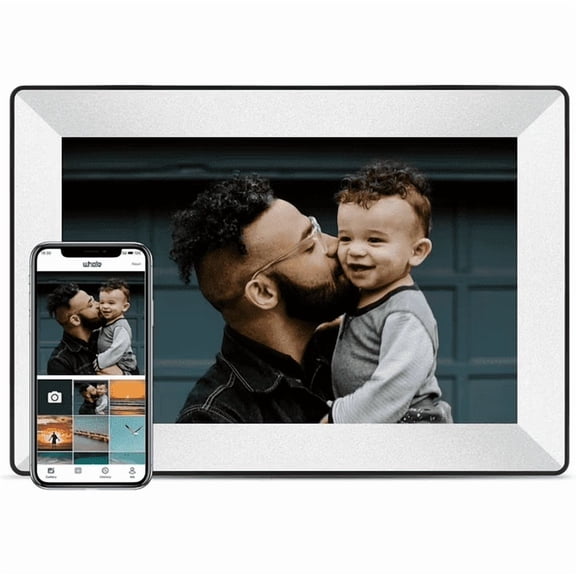Ptlahmri Uhale 10.1 Inch Smart Digital Picture Frame with Wi-Fi, HD IPS Touch Screen for Easy Slideshows, Mobile App Control, White