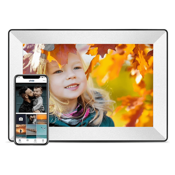 Ptlahmri Uhale 10.1 Inch Smart Digital Picture Frame with Wi-Fi, HD IPS Touch Screen for Easy Slideshows, Mobile App Control, White
