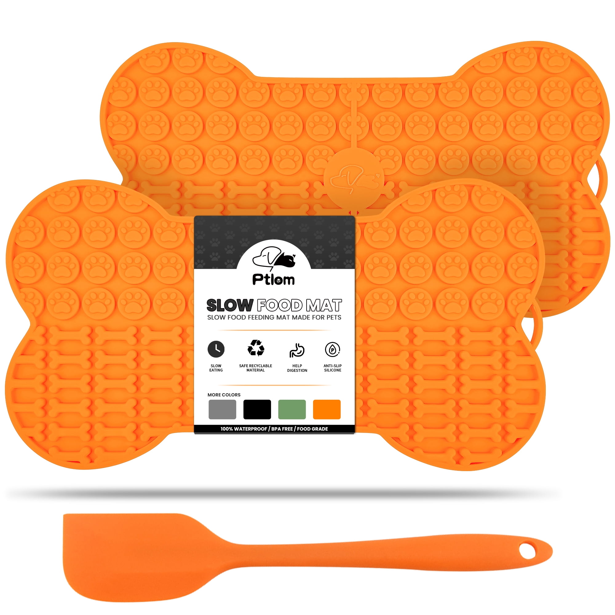 Ptlom 2 Pack Lick Mat, Pet Slow Feeder Mat for Dogs Cats, Dog Training Licking Mats for Anxiety