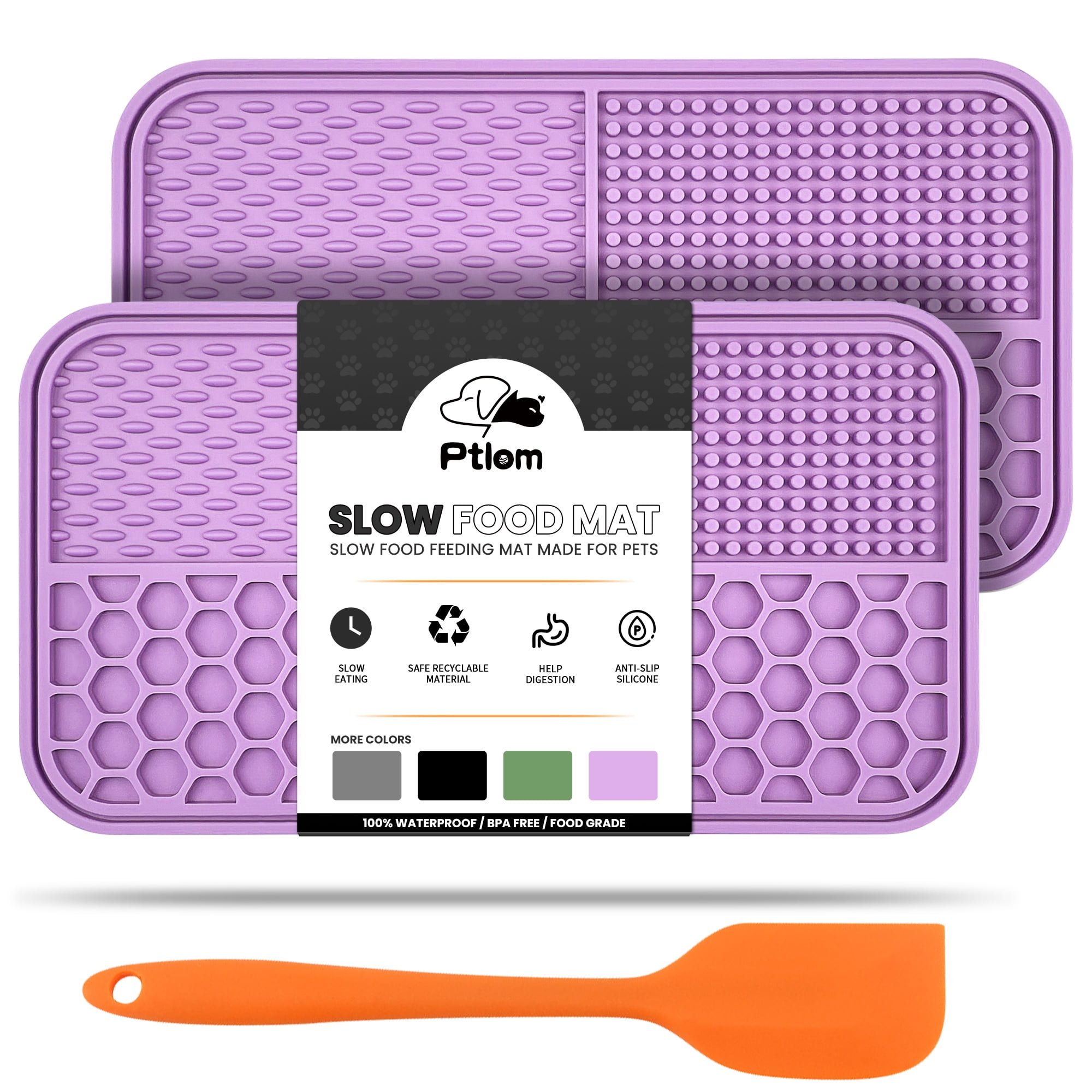 Ptlom 2 Pack Lick Mat, Pet Slow Feeder Mat for Dogs Cats, Dog Training