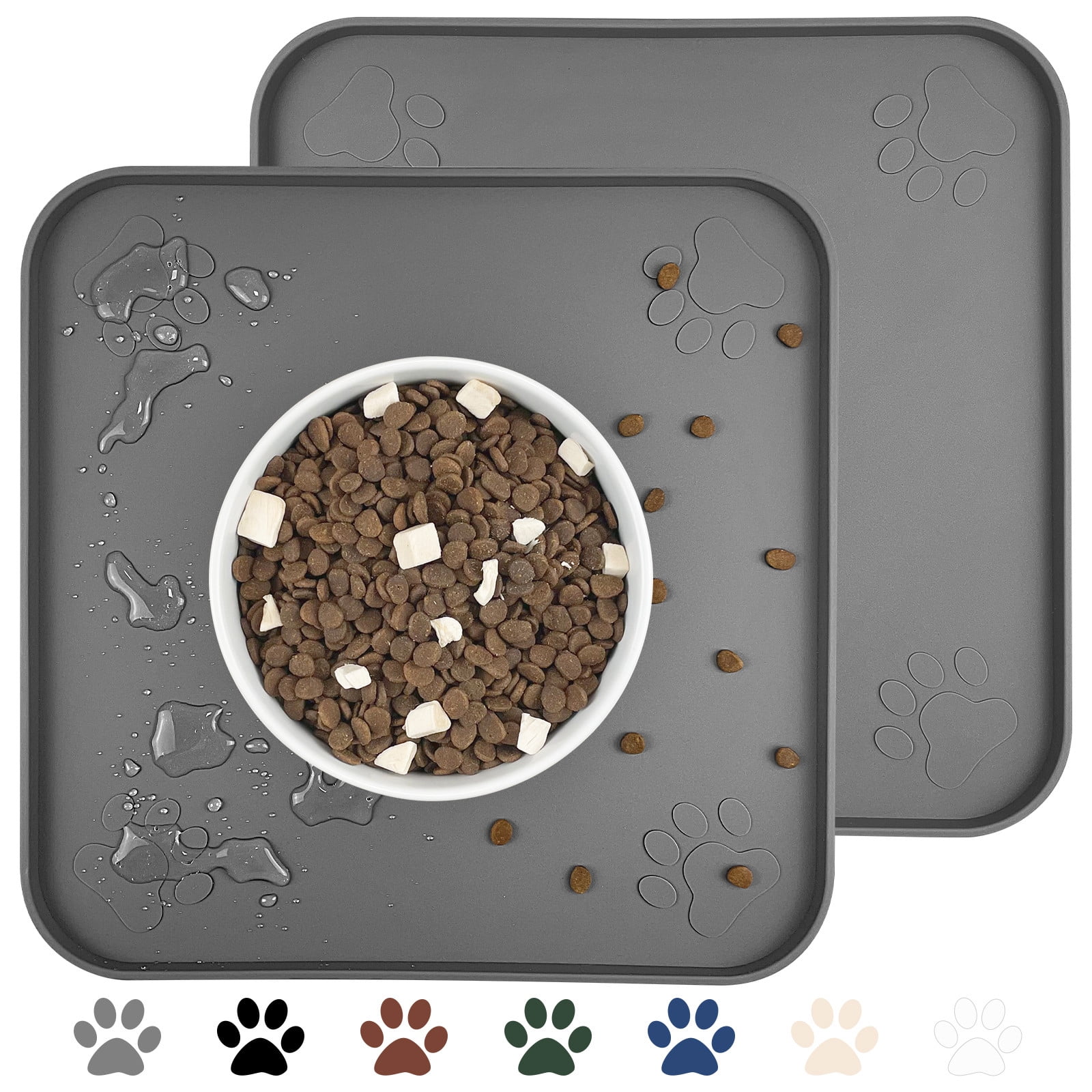 Ptlom 2Pcs Pet Dog and Cat Feed Mat, Pet Placemat for Food and Water Bowl Mat Accessory, Anti