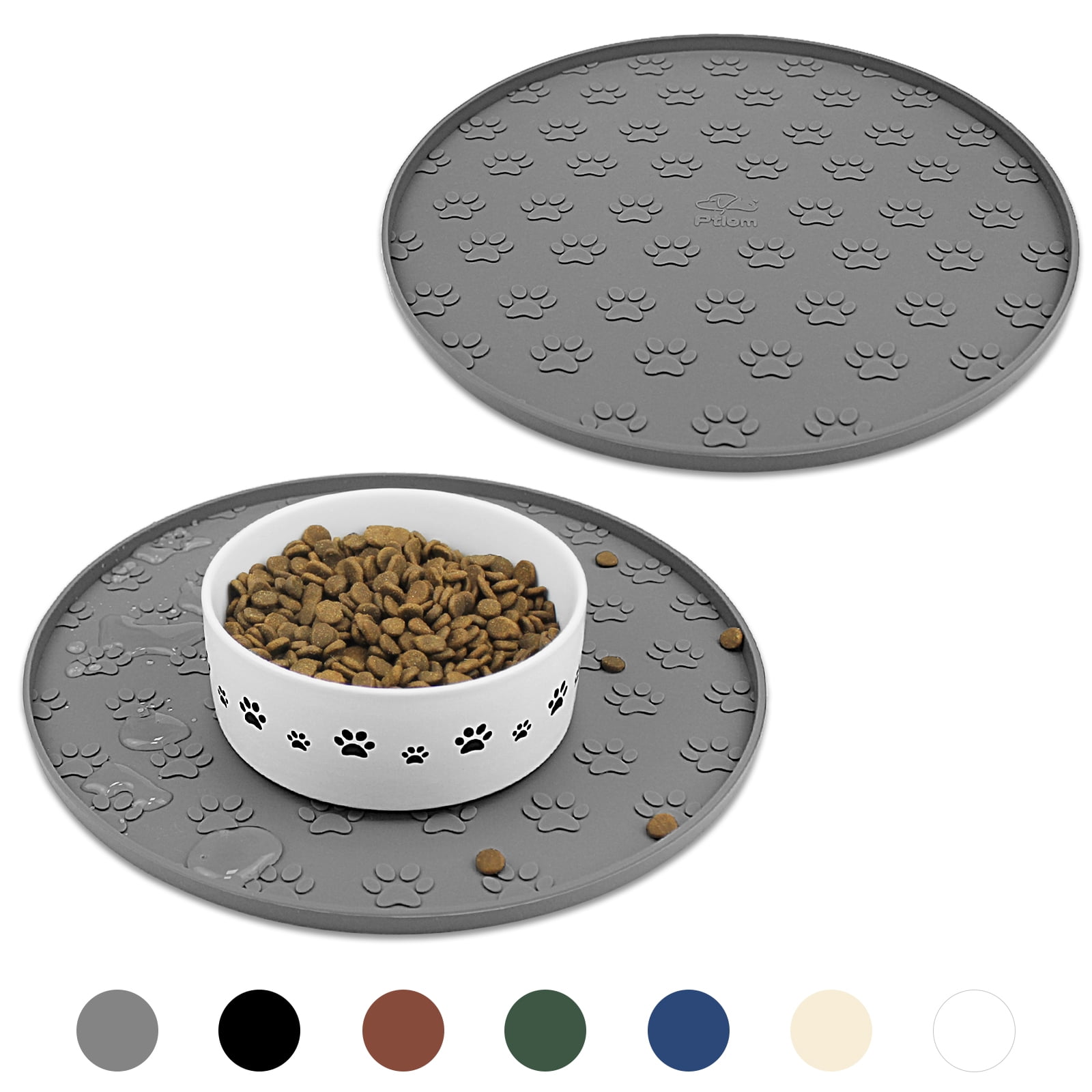 AVERYDAY 32x24'' Large Silicone Cat Dog Food Water Bowl Mat Fits Multi Pet  Feeding Stations, 0.63 High Edge Dog Food Mats for Floors Waterproof