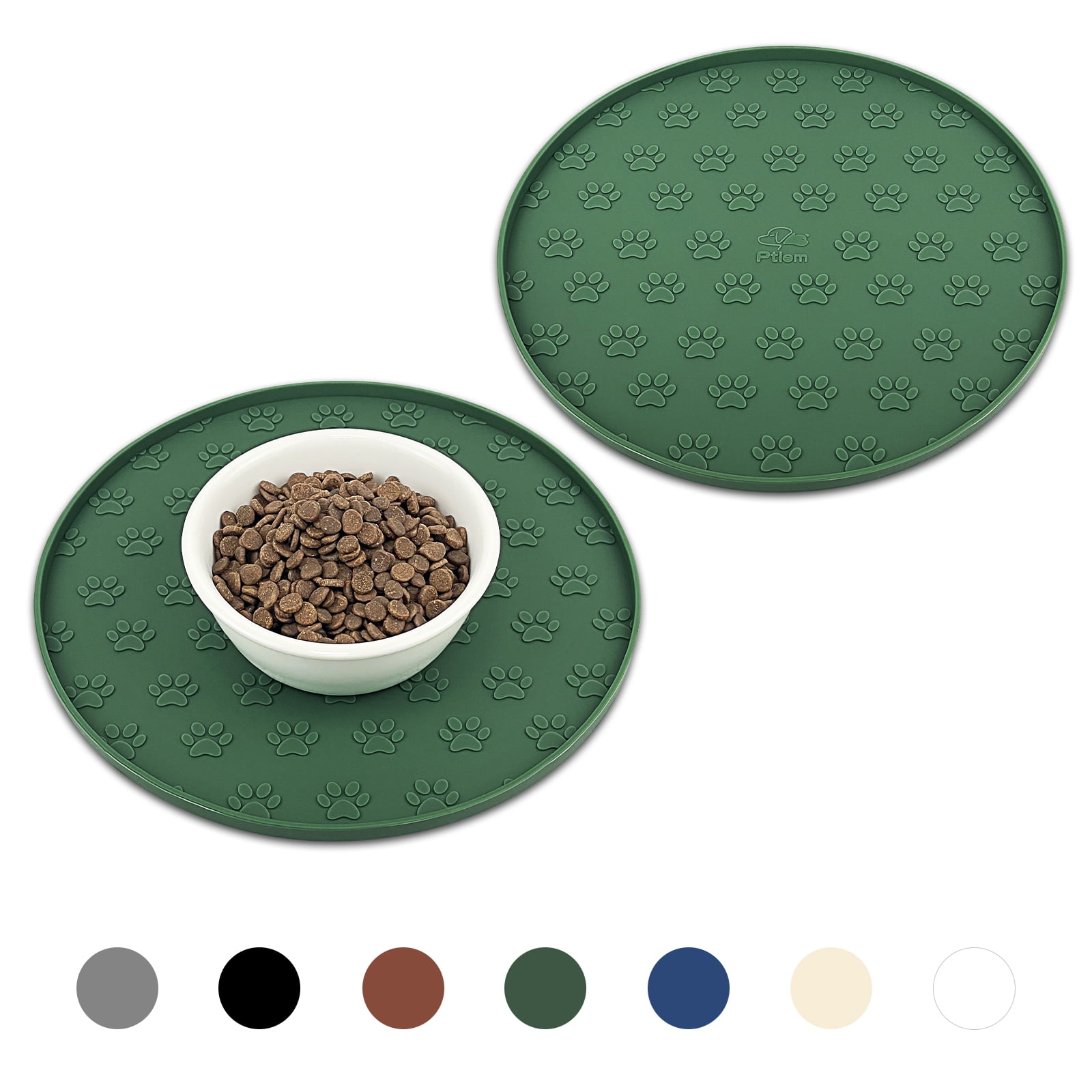 Ptlom 2Pcs Pet Placemat for Cats and Dogs,Waterproof NonSlip Pet Food