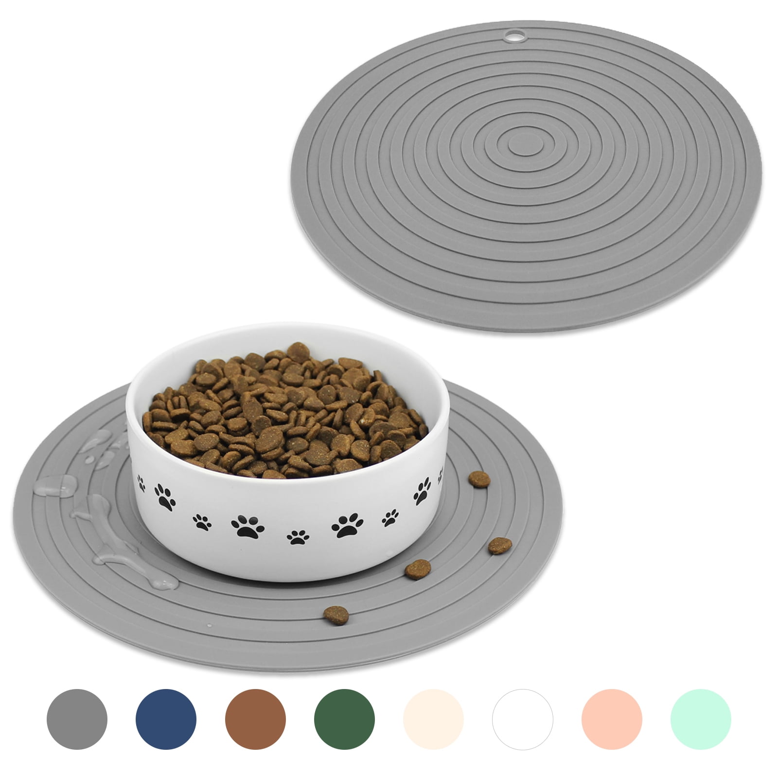 RNKR Reopet Large Silicone Dog Cat Bowl Mat Non-Stick Food Pad Water  Cushion FDA Approved Waterproof-GRAY