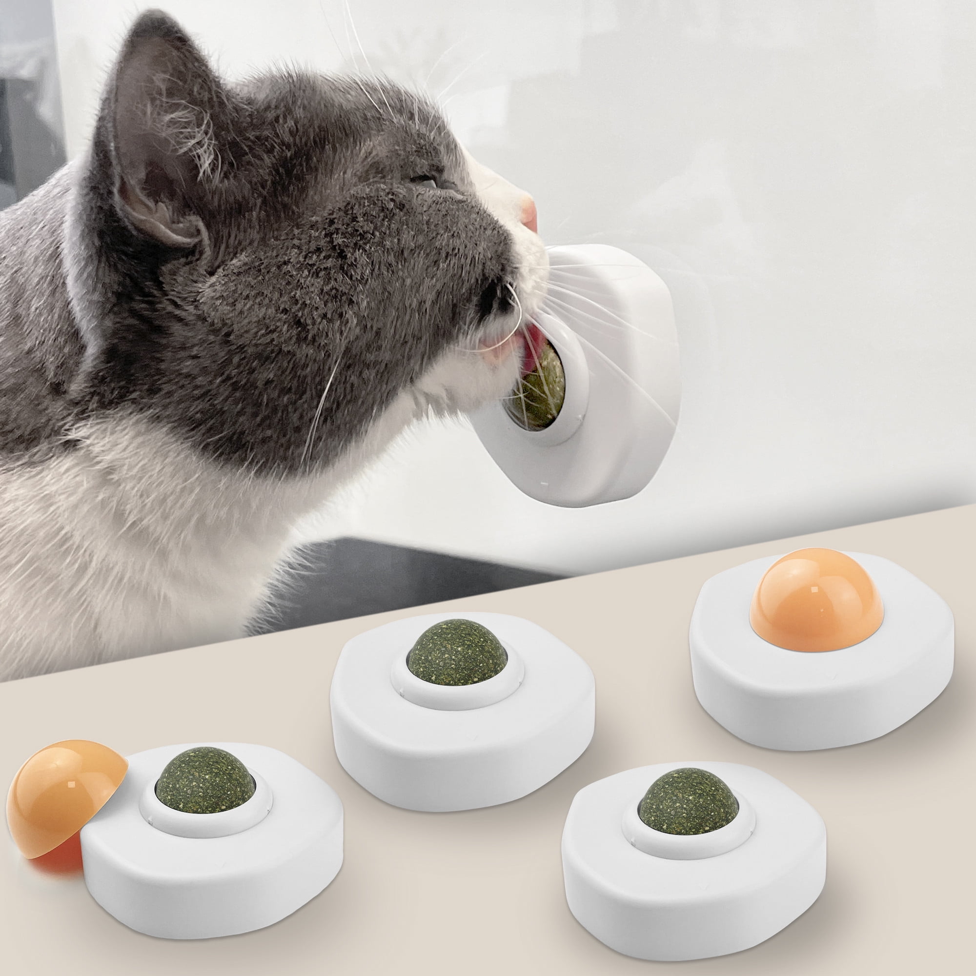 Ptlom Catnip Ball, Detachable Silvervine Catnip Lollipop, Edible Kitty