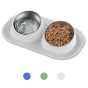 Ptlom Elevated Stainless Steel Pet Food Bowl with Stands, Raised Dog Cat Feeding Bowls Set Suitable for Cats and Small Dogs, Gray