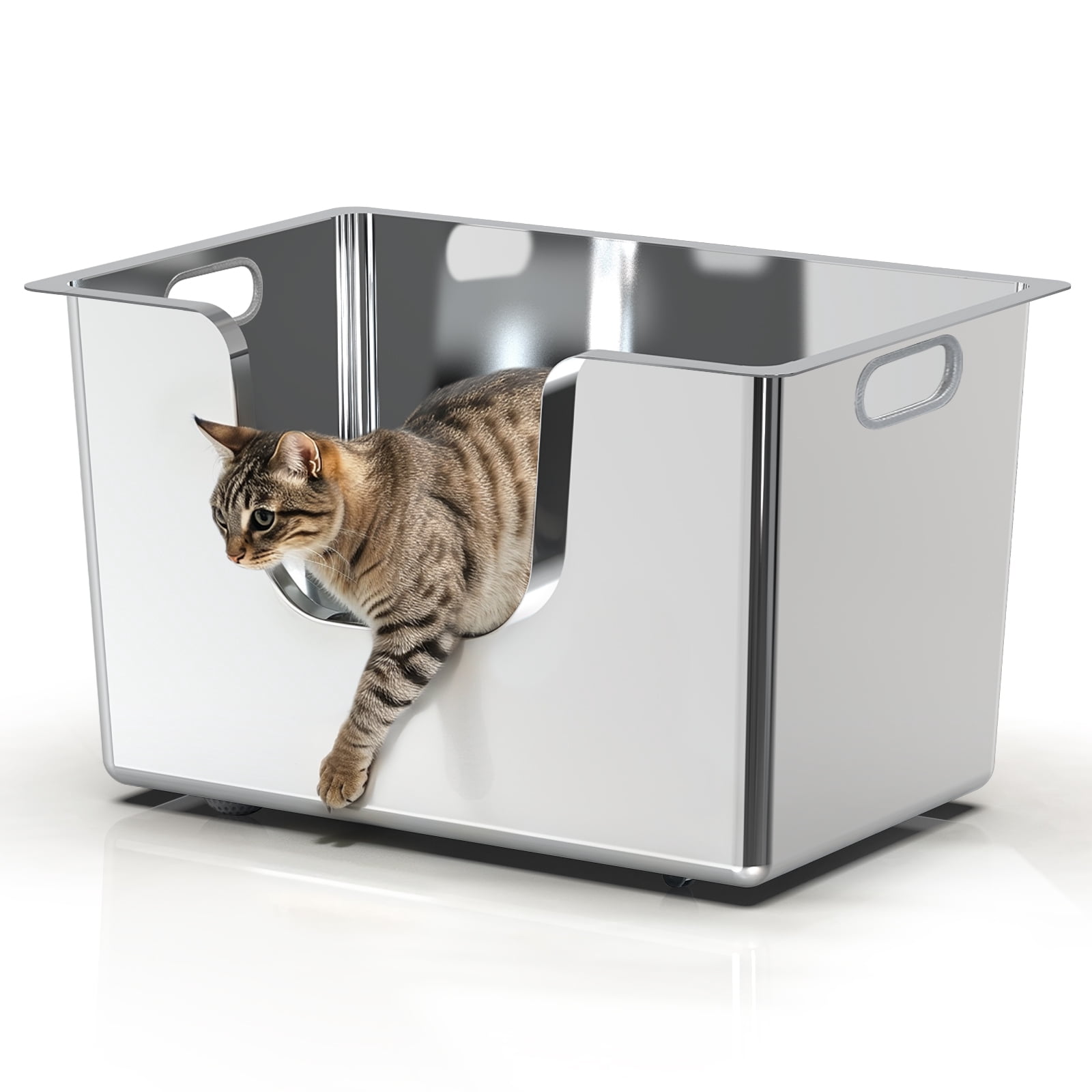 Ptlom Extra Large High Side Litter Box 22.8'' x 14.9'' x 13.8'' Low ...