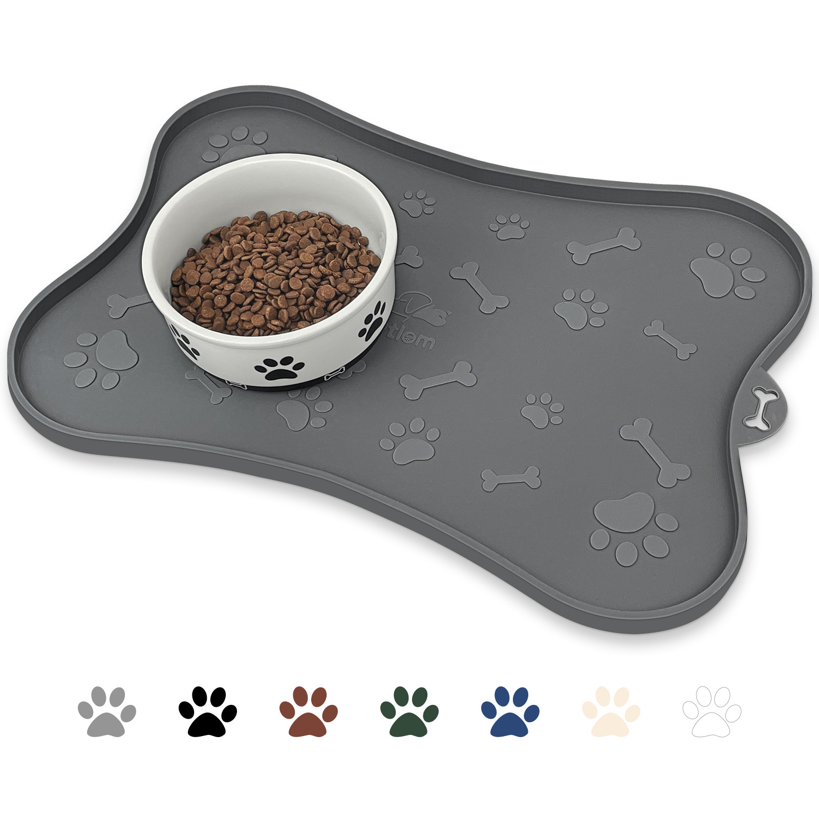 Pet Placemat Mat for Dog Cat, EEEkit Silicone Waterproof Feeding Watering Bowl Tray (18.5” x 11.
