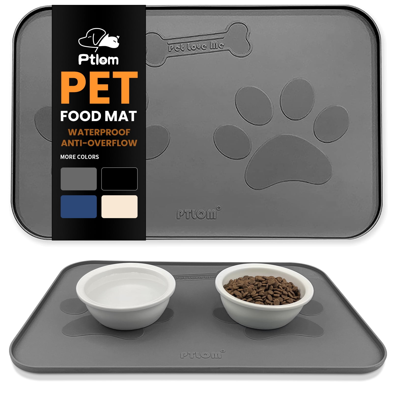 Pet Placemat Silicone Dog Cat Food Mat Many Paws Round Pet Feeding