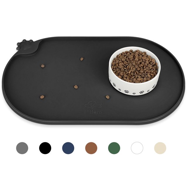 Ptlom Silicone Pet Placemat for Dogs and Cats, Waterproof Pet Feeding Mat Prevent Food and Water