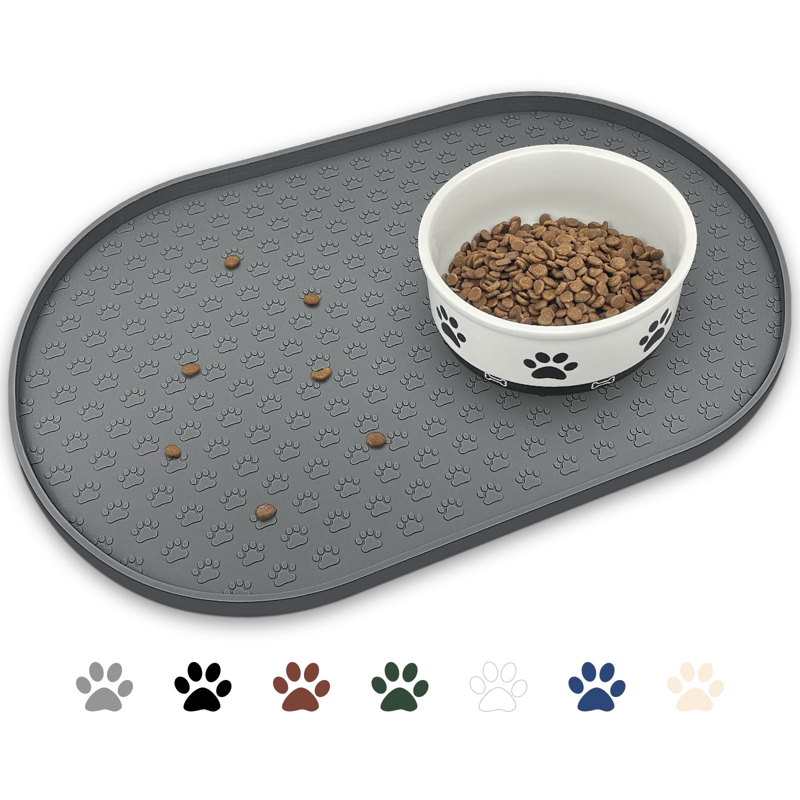 Ptlom XL Silicone Pet Placemat, Indoor Feeding Mat, High Edge, Waterproof,  Prevents Overflow, Gray - Walmart.com