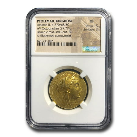 Ptolemaic Kingdom Gold Octodrachm Arsinoe II (270/68 BC) XF NGC
