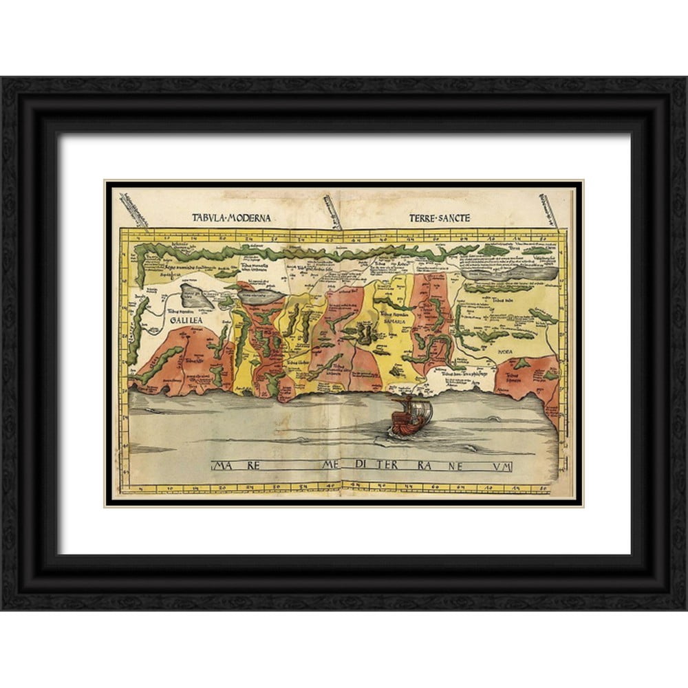Ptolemy 18x13 Black Ornate Wood Framed with Double Matting Museum Art Print Titled - Map of the ...
