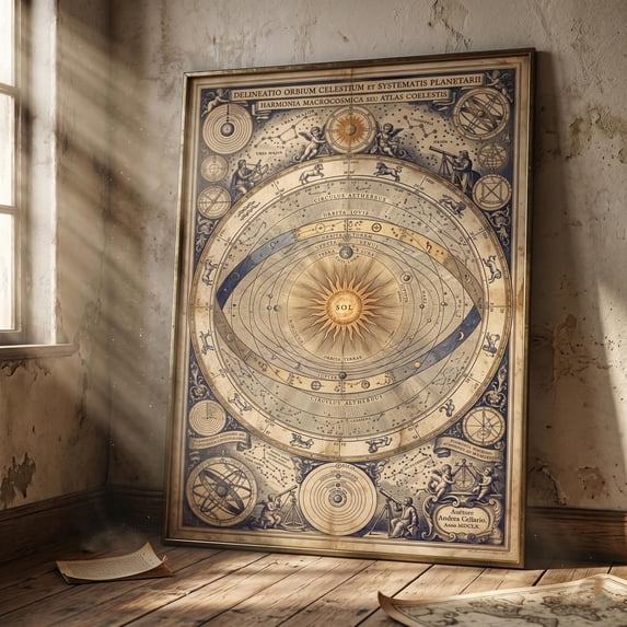 Solar System Money Ptolemy Copernicus Poster Vintage Astronomy Print Celestial Map Solar ...
