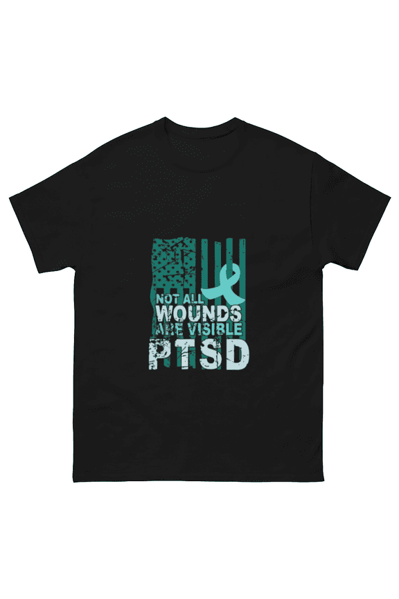 Ptsd Awareness Not All Wounds Are Visible Teal Ribbon Unisex T-Shirt, for men & women, up to size 5XL