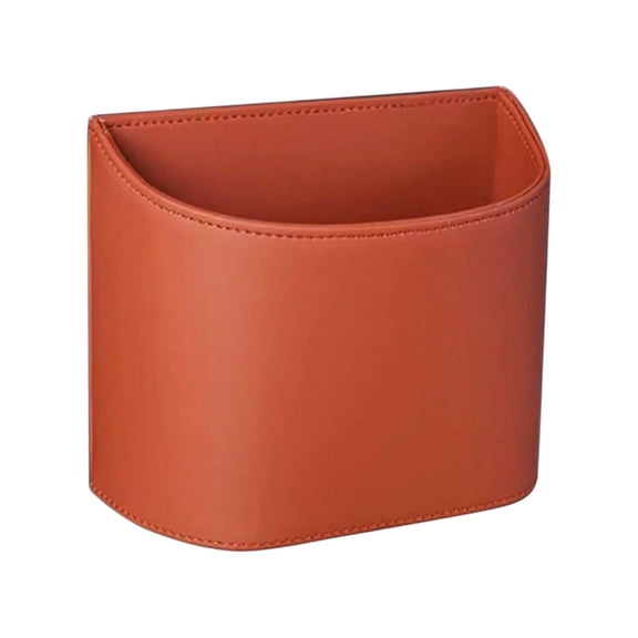 Pu Car Trash Can, Door Cup Organizer, Vehicle Storage Bin 7.28X5.7Inch, Back Seat Holder For Snack, Drink And Small Car Accessory Storage,Orange