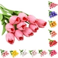 thumbnail image 1 of Pu Faux Mini Red Tulips, Artificial Flowers, 12 In, 1 Pc, Pink and Green Party Decorations, Home Office Decor, Wedding Centerpiece Table Decorations, Green Bedroom Decor, Bridal, 1 of 7