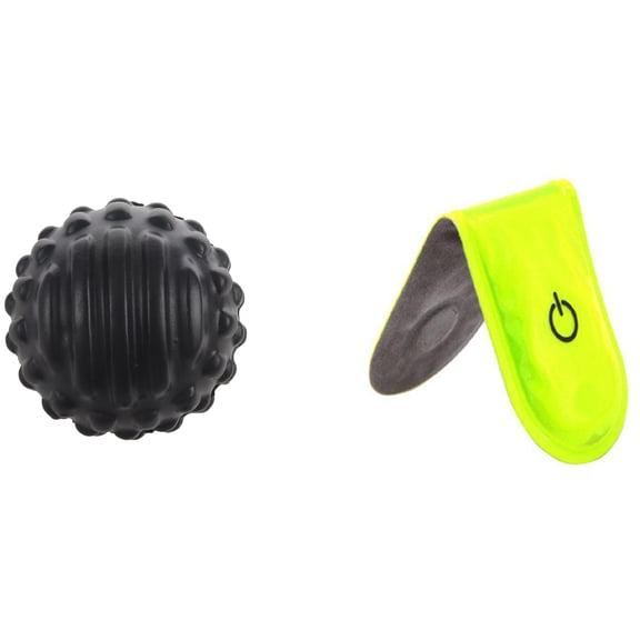 Pu Foam Bump Fascia Ball Muscle Relaxation Fitness Massage Ball with Outdoor Sports LED Safety Light,1 x Magnet Light 1 x Massage Ball,Black & yellow