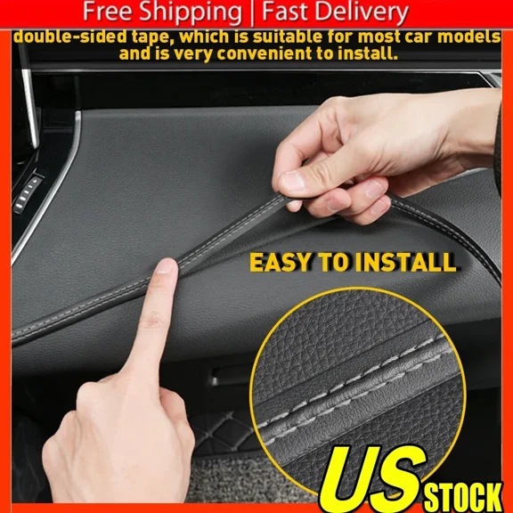Pu Leather Car Dashboard Strip Sticker Moulding Decor Line Trim Accessories