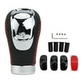 thumbnail image 1 of Pu Leather Car Manual Gear Shift Knob Shifter Lever Head With 3 Cap 5 6 Speed, 1 of 9